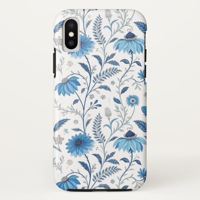Chinoiserie Blue Echinacea Pattern Case-Mate iPhone Hülle (Rückseite)