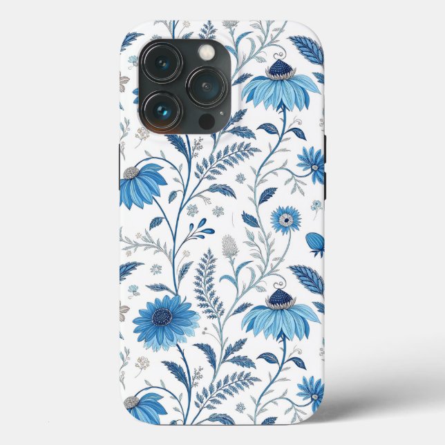 Chinoiserie Blue Echinacea Pattern Case-Mate iPhone Hülle (Rückseite)