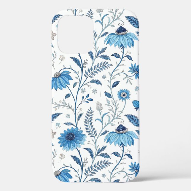 Chinoiserie Blue Echinacea Pattern Case-Mate iPhone Hülle (Rückseite)