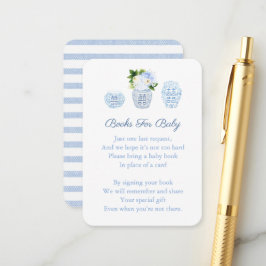 Chinoiserie Blue Floral Baby's Library Book Shower Begleitkarte