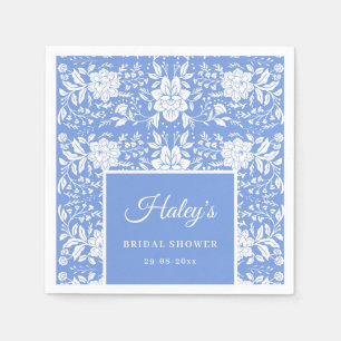 Chinoiserie Blue Floral Brautparty Paper Napkin Serviette