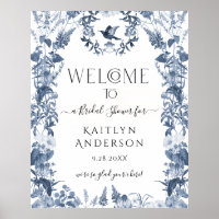 Chinoiserie Blue Floral Willkommen Brautparty