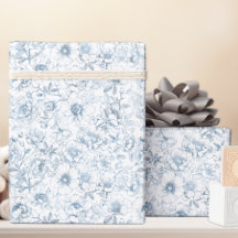Chinoiserie Blue Floral Wrapping Paper