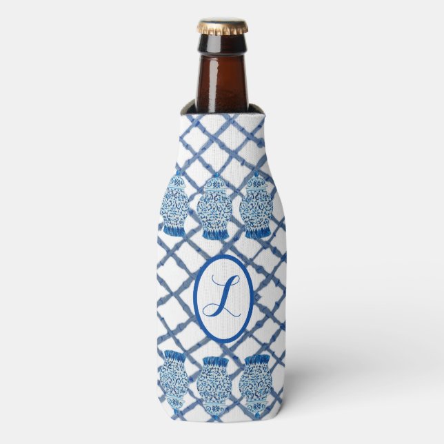 Chinoiserie Blue Ginger Jar Doar kann Cooler flasc Flaschenkühler (Flaschenvorderseite)