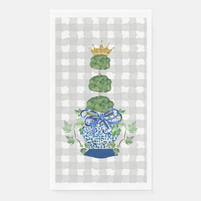 Chinoiserie Blue Ginger Jar Topiary Serviette (Vorderseite)