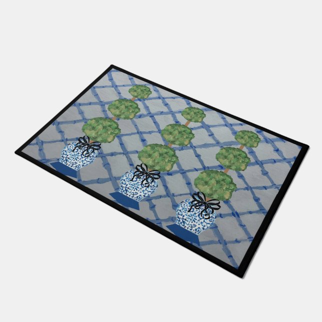Chinoiserie Blue Ginger Jars Doormat Begrüßungsmat Fußmatte (Schrägansicht)