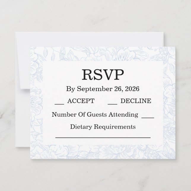 Chinoiserie Blue Peony Wedding RSVP Cards (Vorderseite)