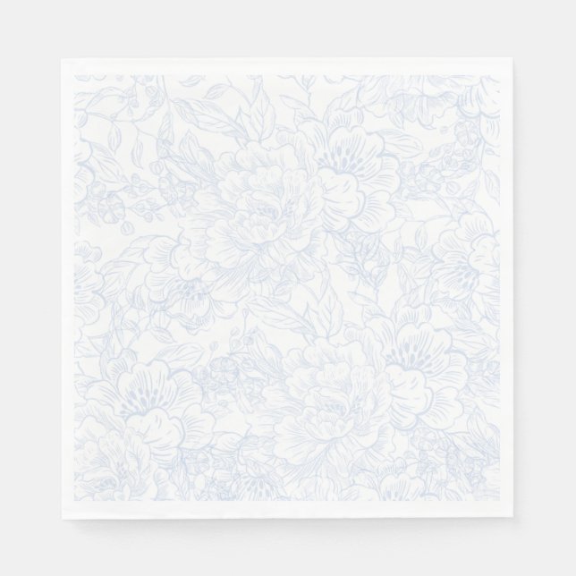 Chinoiserie Blue Peony Wedding Serviette (Vorderseite)