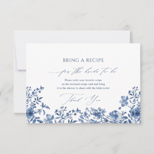Chinoiserie Blue Recie Anfragekarte RSVP Karte (Vorderseite)