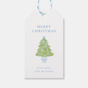 Chinoiserie Blue Tree Ribbon Weihnachtsgeschenk Ta Geschenkanhänger