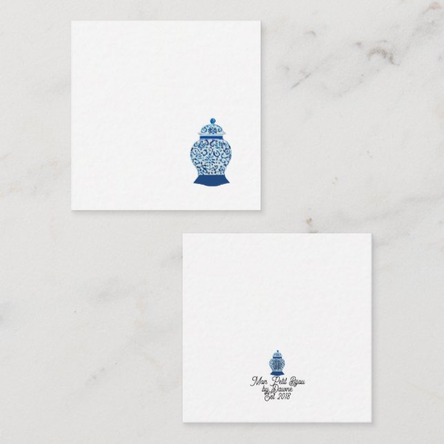 Chinoiserie Blue und White Ginger Jar Mitteilungskarte (Vorne/Hinten)