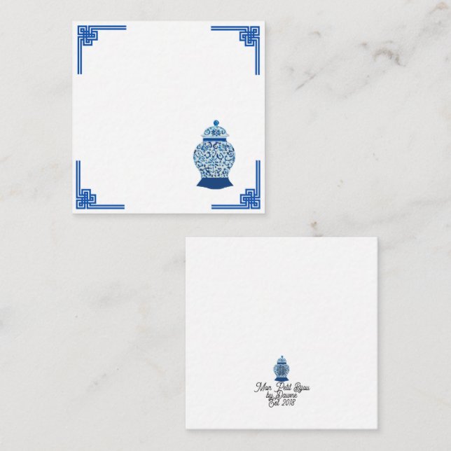 Chinoiserie Blue und White Ginger Jar Mitteilungskarte (Vorne/Hinten)