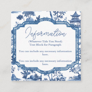 Chinoiserie Blue Wedding Details Card Begleitkarte