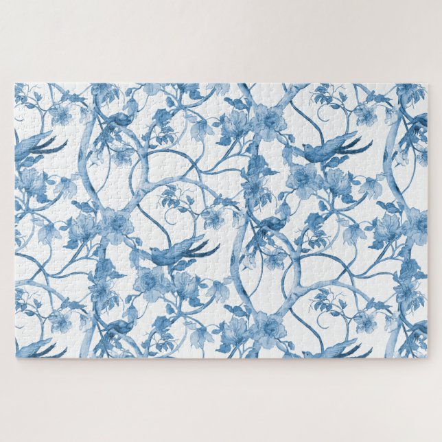 Chinoiserie Blue White Bird Blumenzwiebeln Asiatis (Horizontal)