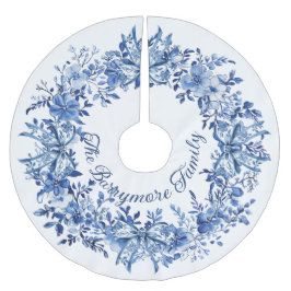Chinoiserie Blue White Floral Christmas Bows Polyester Weihnachtsbaumdecke