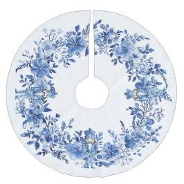 Chinoiserie Blue White Floral Nutcracker Soldiers Polyester Weihnachtsbaumdecke