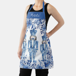 Chinoiserie Blue White Floral Nutcracker Soldiers Schürze
