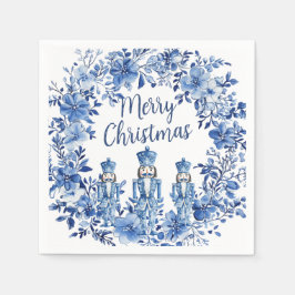 Chinoiserie Blue White Floral Nutcracker Soldiers Serviette