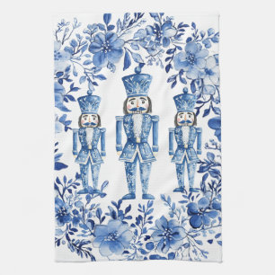 Chinoiserie Blue White Floral Nutcracker Weihnacht Geschirrtuch