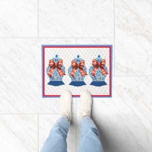 Chinoiserie Blue White Ginger Jar Rug Doormat Fußmatte