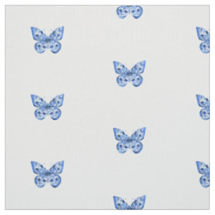 Chinoiserie Blue White Little Butterfly Stoff