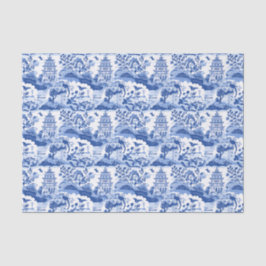 Chinoiserie Blue & White Pagodas Seidenpapier