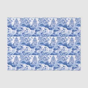 Chinoiserie Blue & White Pagodas Seidenpapier