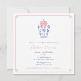Chinoiserie Blue White Pink Polterabend Party Einladung