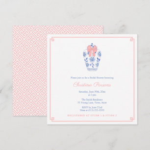 Chinoiserie Blue White Pink Polterabend Party Einladung