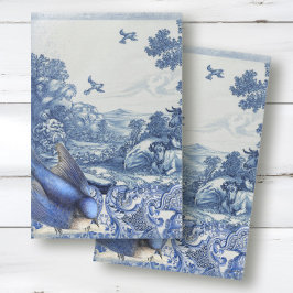 Chinoiserie Blue White Toile Bird Collage Seidenpapier