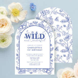 Chinoiserie Blue Wild & Onederful 1. Geburtstag Einladung