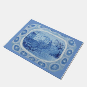 Chinoiserie Blue Willow Platter Dish Doormat Fußmatte