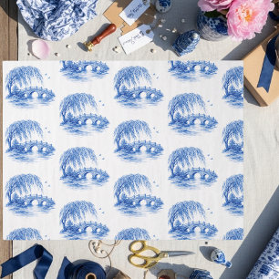 Chinoiserie Blue Willow Wasserbrücke Seidenpapier