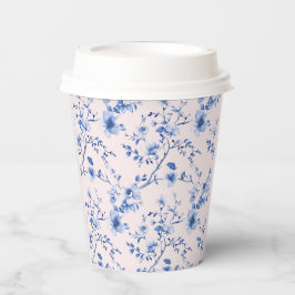 Chinoiserie-Blume in Blau und Rosa Pappbecher