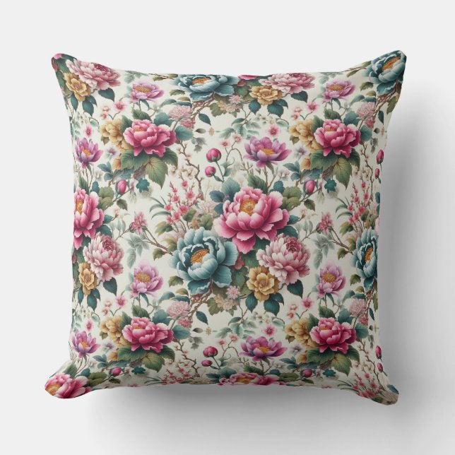 Chinoiserie Blume Kissen (Vorderseite)