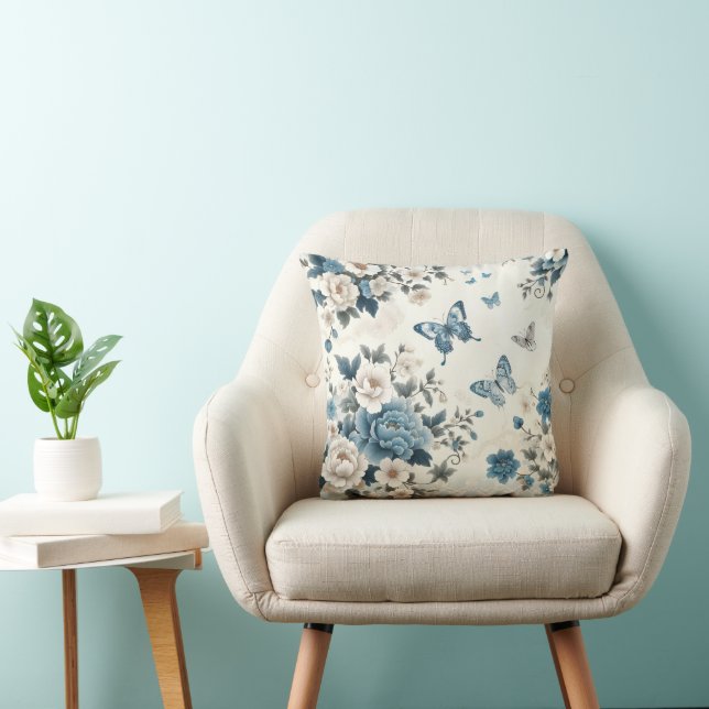 Chinoiserie Blume und Schmetterlinge Kissen (Stuhl )