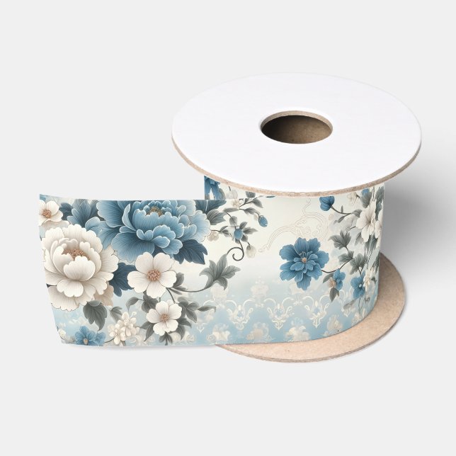 Chinoiserie Blume und Schmetterlinge Satinband (Spule)