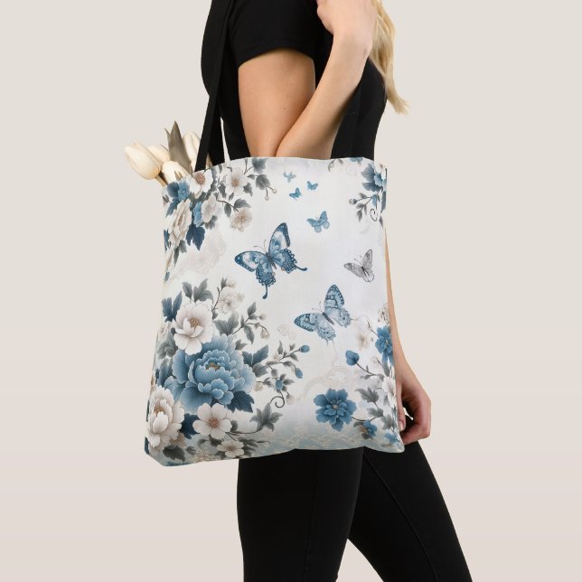 Chinoiserie Blume und Schmetterlinge Tasche (Von Nahem)