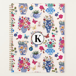 Chinoiserie-Blumen-Monogramm Planer