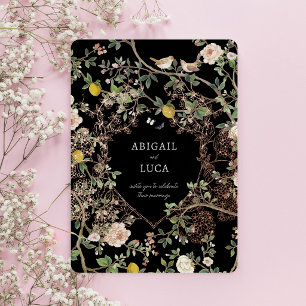 Chinoiserie-Blumen-Vögel-Hochzeit-Folien-Einladung Folieneinladung
