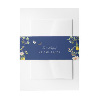 Chinoiserie-Blumen-Vögel-Hochzeitseinladung Einladungsbanderole