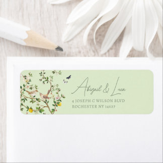 Chinoiserie-Blumen-Vogel-Hochzeitseinladungsadress
