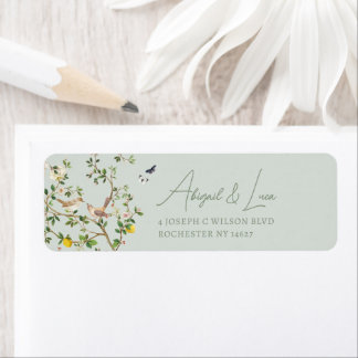 Chinoiserie-Blumen-Vogel-Hochzeitseinladungsadress