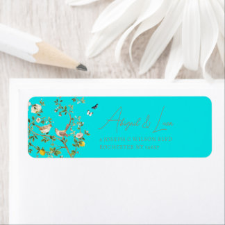 Chinoiserie-Blumen-Vogel-Hochzeitseinladungsadress