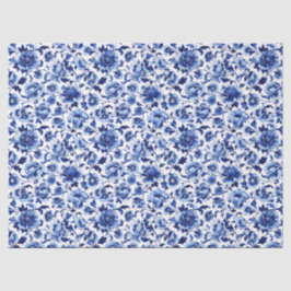 Chinoiserie Blumenblau Weißes Muster Dekoupage Seidenpapier