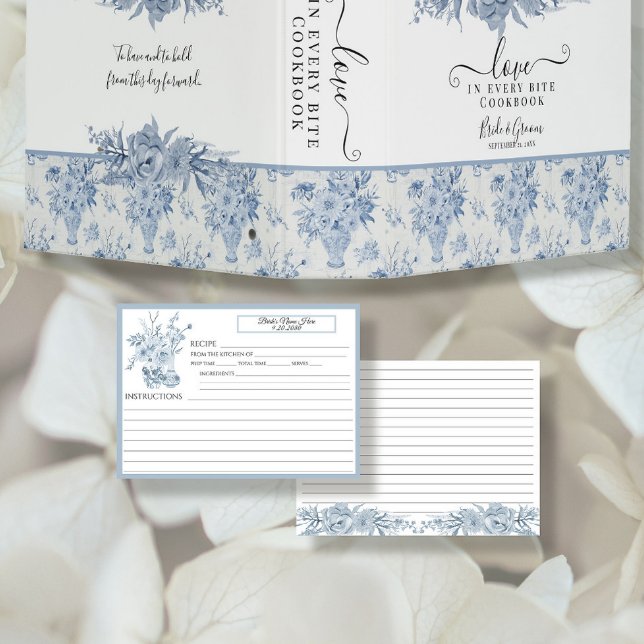 Chinoiserie Blumenblauer und Weißer Bridal Rezept Einladung (Von Creator hochgeladen)