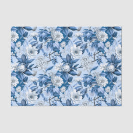 Chinoiserie Blumenblauer weißer Malerstil Seidenpapier