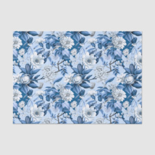 Chinoiserie Blumenblauer weißer Malerstil Seidenpapier