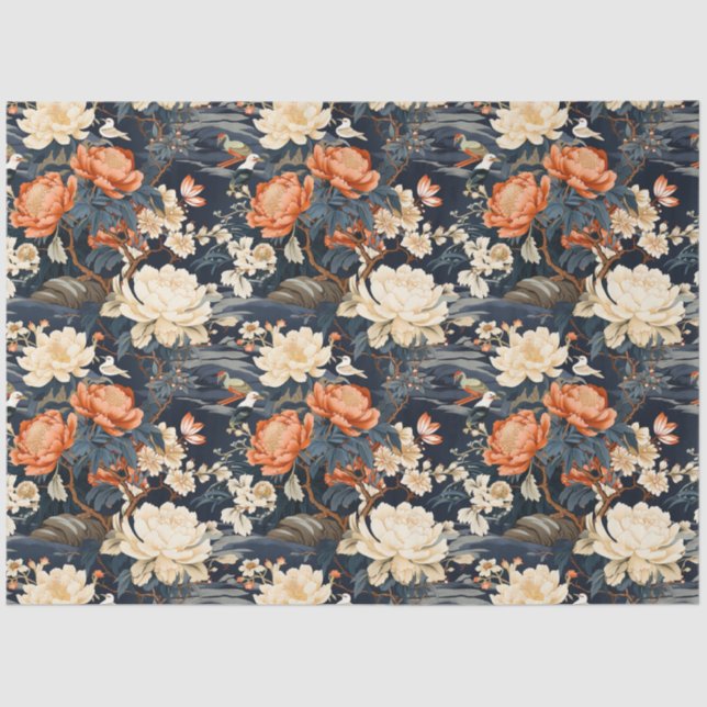 Chinoiserie Blumenmuster Papier (Vorderseite)