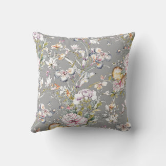 Chinoiserie Blüten im grauen Hintergrund Kissen